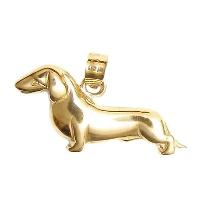 New 14k Yellow Gold Dachshund Dog Pendant • $125.99