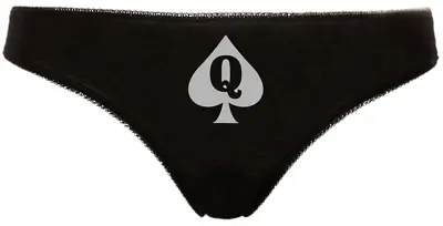 Queen Of Spades Hotwife BBC Cuckold Sexy QOS Thong Panties Underwear Black White • £14.95