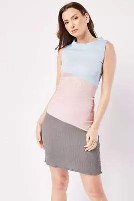 Textured Colour Block Shift Dress Zip Fastening Womens Ladies Formal Casual • £5.50