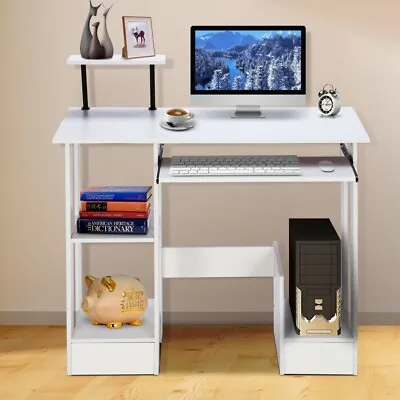 Computer Desk Laptop Pc Study Table Home Office Desk Furniture Workstation Shelf • £40.99