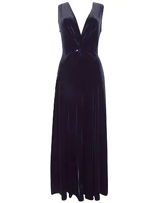 Karida Black Velvet Long Dress Twisted Plunge Neck Sleeveless Party Dress • $28.53