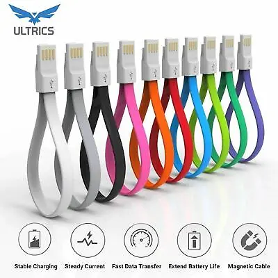 Mini Micro USB Cable Flat Short Magnetic Fast Charging Data Charger Lead Android • £2.99