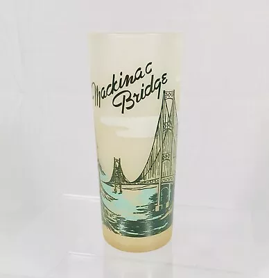 Vintage Michigan Souvenir Glass Mackinac Bridge Frosted 50’s 60’s Bar • $8.28