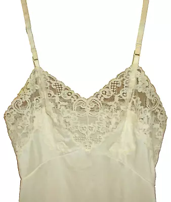 Vintage Gaymode Full Slip Ivory White Satin Size 32 Lace Bodice & Trim USA Made • $12.99