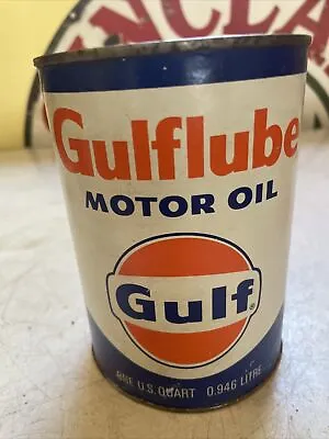 $15.02 • Buy Vintage 1 Quart Gulf Gulflube Motor Oil Can Full
