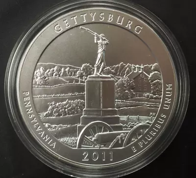 2011 P Gettysburg National Park ATB 5 Oz .999 Silver Coin In Capsule - FREE SHIP • $200