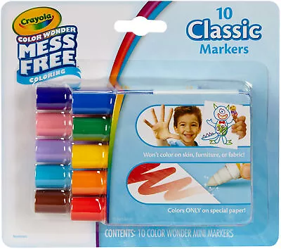 Crayola Color Wonder Mini Markers 10/Pkg-Classic 75-2471 • £14.60