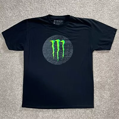 Monster Energy Shirt Size Large Black Motorcross Short Sleeve Tee Y2k • $18.96