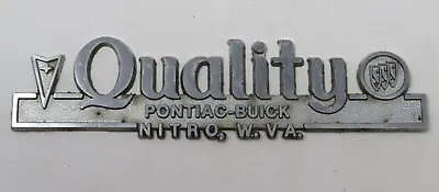 Vintage Quality Pontiac Buick Nitro WV Car Dealer Metal Nameplate Emblem Badge • $35