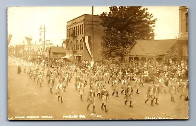 C.1915 RPPC PORTLAND OR ROSE FESTIVAL EAST SIDE MOTORCYCLE DIMMITT Postcard P22 • $45