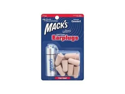 Macks Ultra SafeSound Foam Earplugs X 7 Pairs + Aluminium Carry Case • £4.79