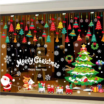 $6.59 • Buy Christmas Xmas Santa Removable Window Stickers Art Decals Wall Home Shop Decor