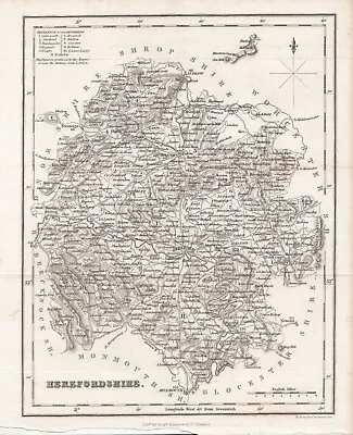 Original 1836 Herefordshire County Map Print A. Fullarton Monmouth Ledbury Ross • £19.95
