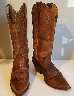 Justin Men's Western/cowboy Boots With Inlay Made In Mexico Size 8 1/2 B • $72.50