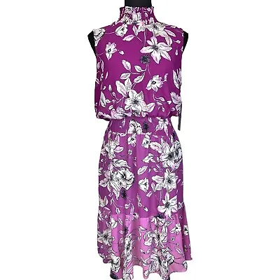 NANETTE LEPORE ☆ Floral Smocked Waist Chiffon Dress ☆ Size 10 ☆ NWT $118 • $24.49