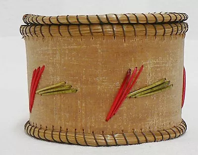 Vintage Hand Made Birch Bark Round Basket With Lid Made In Canada • $110