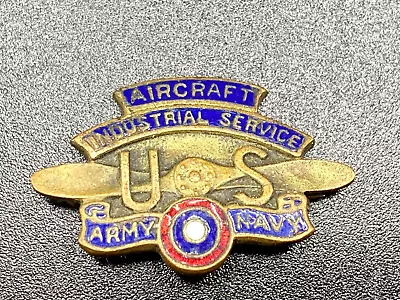 Vtg. WORLD WAR 2 Era AIRCRAFT IND. SERVICE ARMY NAVY Badge ID Pin Enamel • $25