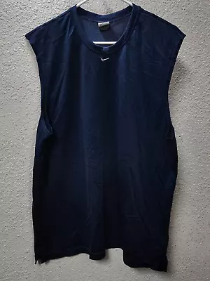 Nike Men's Dri Fit Sleeveless Muscle Tank Top Mesh Shirt Navy Large • $13.15