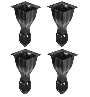 4x Queen Ann Black Metal Legs Feet For Uk Furniture Chair Sofa Bed Table S37 • £20.89