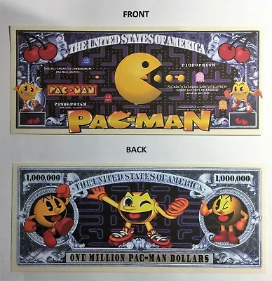 Pac-Man $1000000 Novelty Note Fantasy Buy 5 Get One FREE PAC-MAN Gaming  • $4.95
