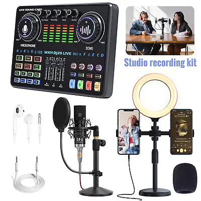 Professional Studio Condenser Microphone Kit Recording Broadcasting Headset Set • $51.99