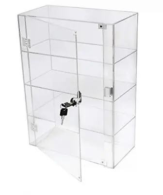 ® 1 High Gloss Clear Acrylic 3 Shelf Display Case With Front Door & • £123.99