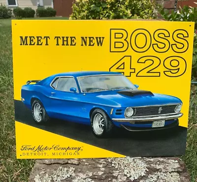 Ford Mustang Meet New Boss 429 Tin Metal Sign Muscle Car Auto Garage Classic • $19.95