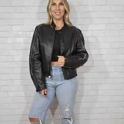 Motogp Women's Rio Black Leather Jacket Size 10 NWT • $125