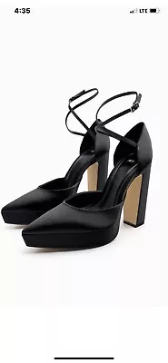 $50 • Buy Zara Shoes Satin Size 37 Black
