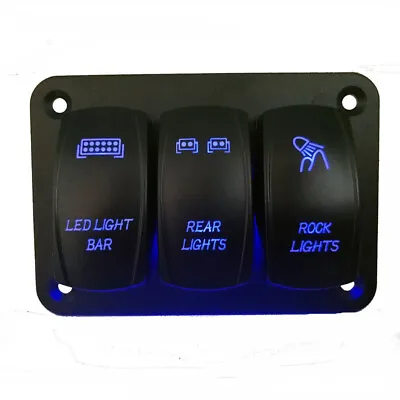 Car 3 Gang Toggle Rocker Switch Panel Circuit Breaker LED Light For Marine Truck • $21.50
