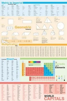 FORMULA EDUCATION POSTER Math Science Geo RARE NEW 1218 • $9.98