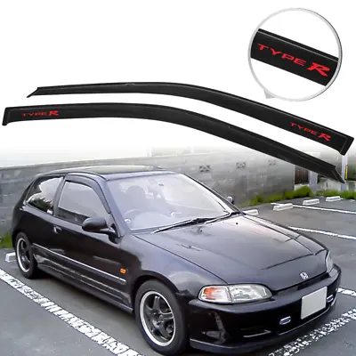 Fit For 92-95 Honda Civic Coupe Hatchback Window Visor Rain Shade W/ Red Type R • $39.94