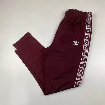 Umbro  Maroon Red Tape Design Track Bottoms  Size L • £19.95