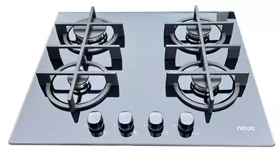 200 Neue DRR16AQ20 Gas On Glass 4 Burner Hob Cast Iron Pan Supports Black 60cm • £129.99