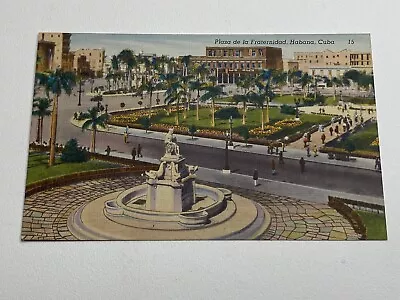 Plaza De Ferdinand Habana Cuba Vintage Linen Postcard Unposted • $5.99