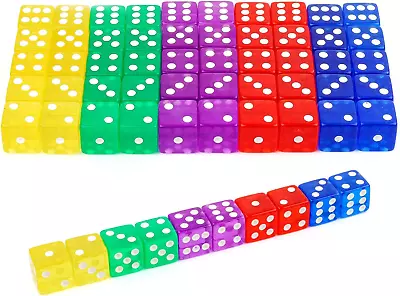 50 Pieces Colorful Dices 16mm 6 Sided Square Translucent Dice Set For Board - • $10.44