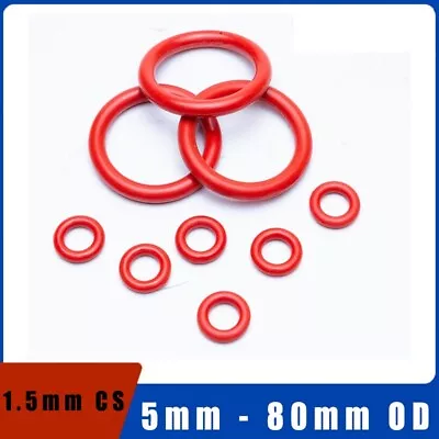 Food Grade Silicone Rubber Red O-Ring Metric 1.5mm Cross Section 5mm - 80mm OD • £1.38