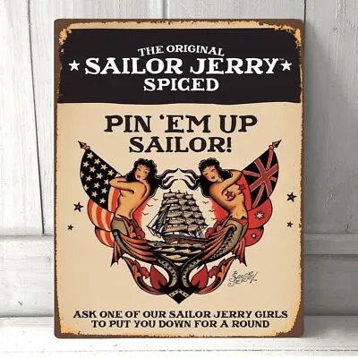 £3.99 • Buy Vintage Retro SAILOR JERRY Rum Tiki Ink Metal Bar Plaque Pub Shed Man Cave SIGN