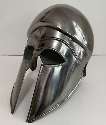 Medieval Antiqued Corinthian Helmet Stainless Steel Greek Silver Helmet - NICE! • $49.50