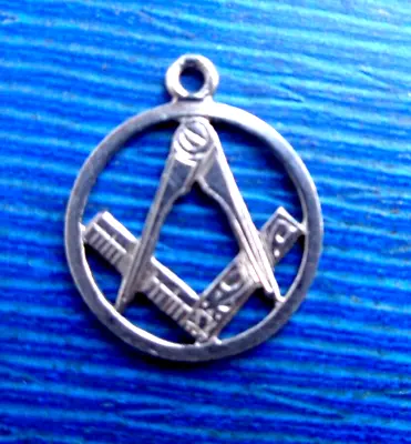 UNUSUAL Vintage PLATINUM Masonic Watch Fob / Medal Or Pendant - Square & Compass • £138.99