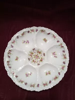 Antique Victoria Carlsbad Austria Porcelain Oyster Plate Flowers Mint • $64.95