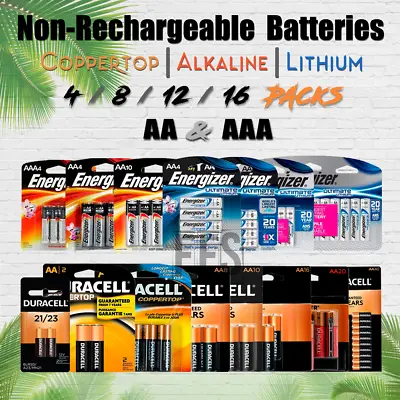 Non Rechargeable Battery 4 8 12 AA/AAA Lot Alkaline/Lithium/Coppertop All Packs • $17.85