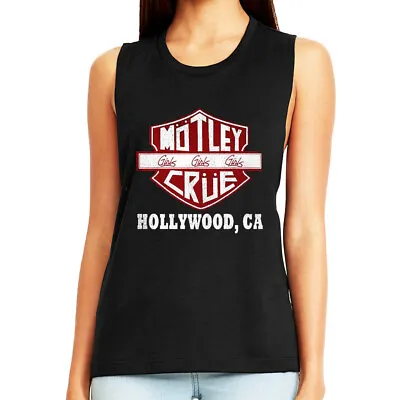 Motley Crue Girls Road Sign Women's Tank Top Muscle Hollywood California Metal • $28.50