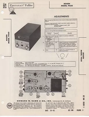 1962 Bogen Px60 Fm Stereo Multiplex Radio Service Manual Photofact Schematic Fix • $10.99