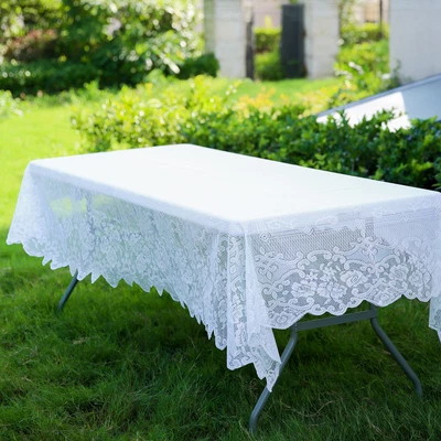 $11.04 • Buy WHITE 60x108 RECTANGLE Floral LACE TABLECLOTH Wedding Party Catering Kitchen