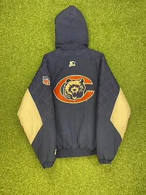 Vintage Chicago Bears Starter Jacket Full Zip Mens Size Large L Pro Line Puffer • $83.99