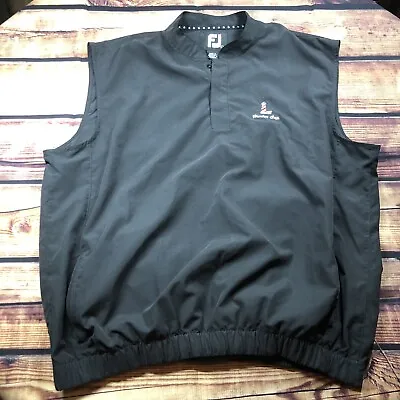 Footjoy Vest Mens L Black 1/4 Zip Pullover Golf Activewear Wind Harbor Cup Logo • $22.87