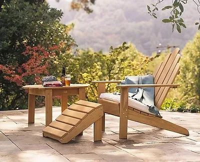 $666.12 • Buy A Grade Teak Adirondack Chair Footrest Ottoman Set Patio Garden Outdoor Indoor