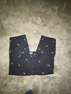 Tahiti  Reef Club Capri Cropped Pants Sz 10 Black Pink Embroidered Margarita • $12