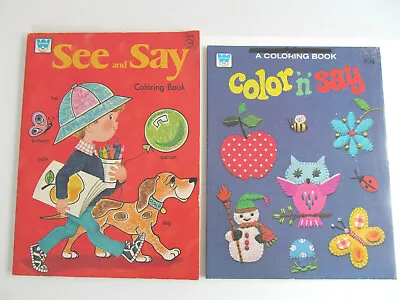 Coloring Books See & Say Color And Say Whitman Uncolored 1970s 80s 2 Vintage G • $17